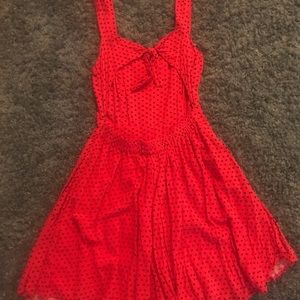 Women’s red cocktail dress with keyhole